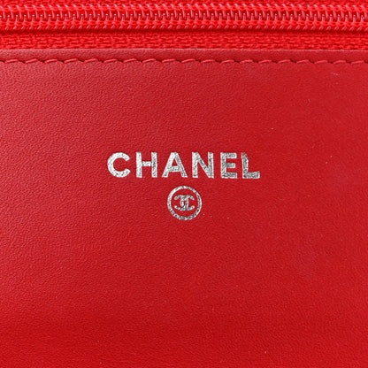 Chanel Patent Quilted Brilliant Wallet On Chain WOC Red 5 of 10