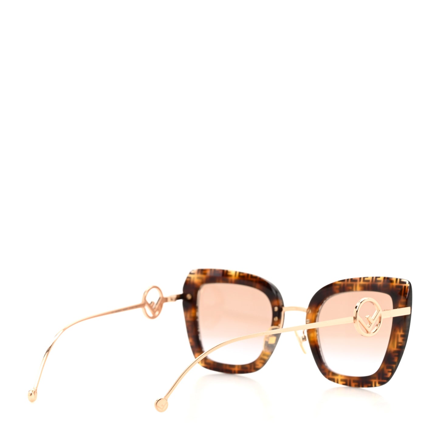 Acetate Metal F is Fendi FF Square Cat Eye Sunglasses FF 0408/S Havana