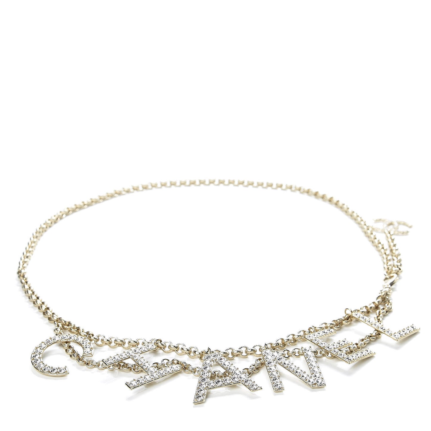 Metal Crystal 90's Icon Logo Chain Belt Gold