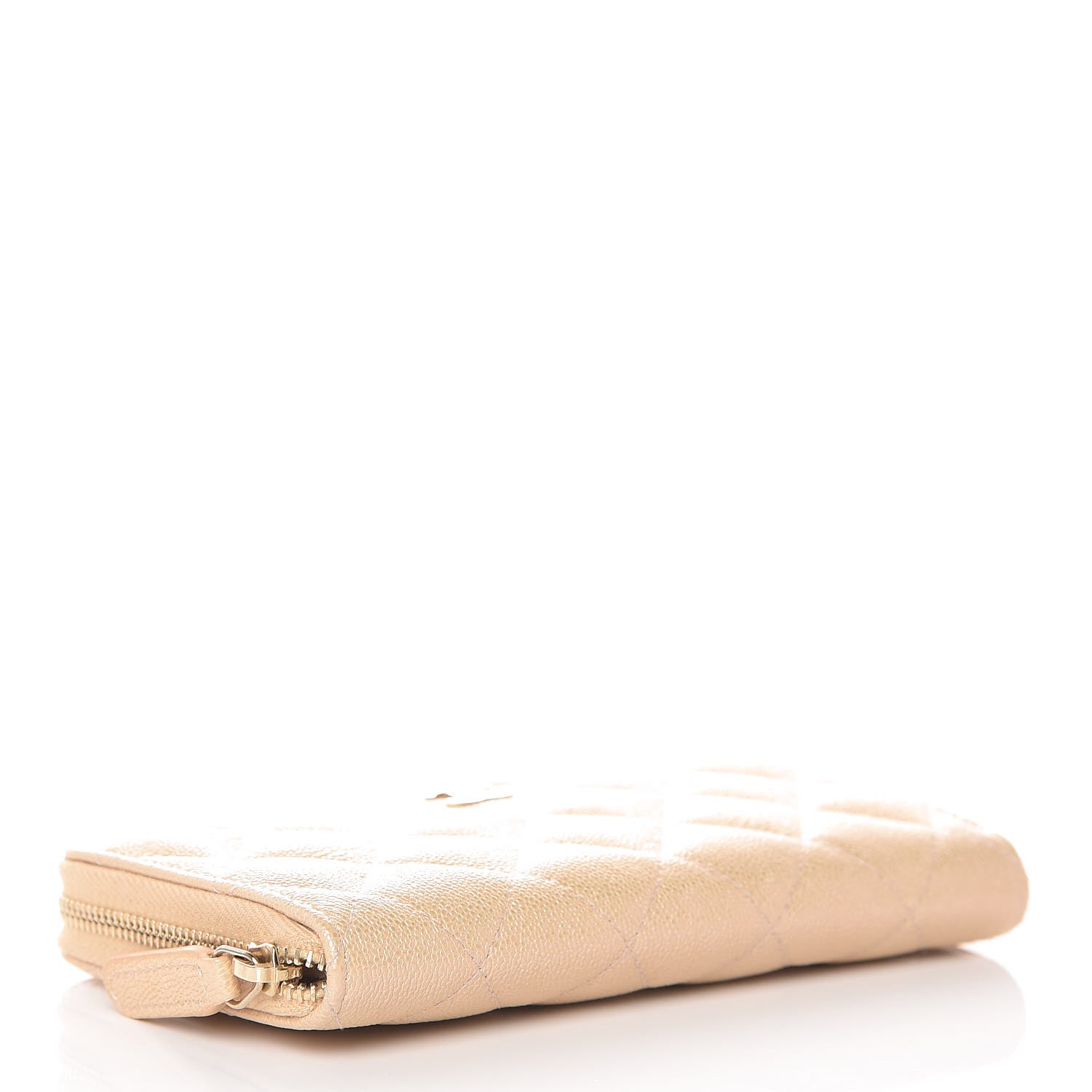 Chanel Iridescent Caviar Quilted Medium Zip Around Wallet Beige 4 of 9