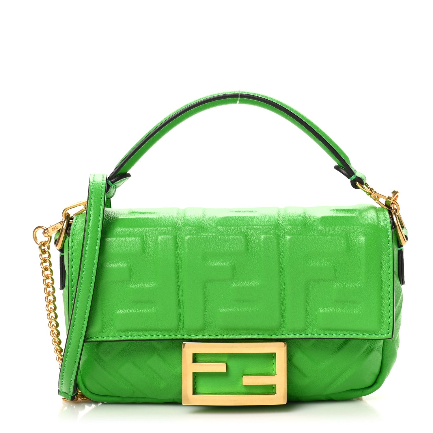 Fendi Nappa FF 1974 Embossed Mini Baguette Tomatillo 1 of 10
