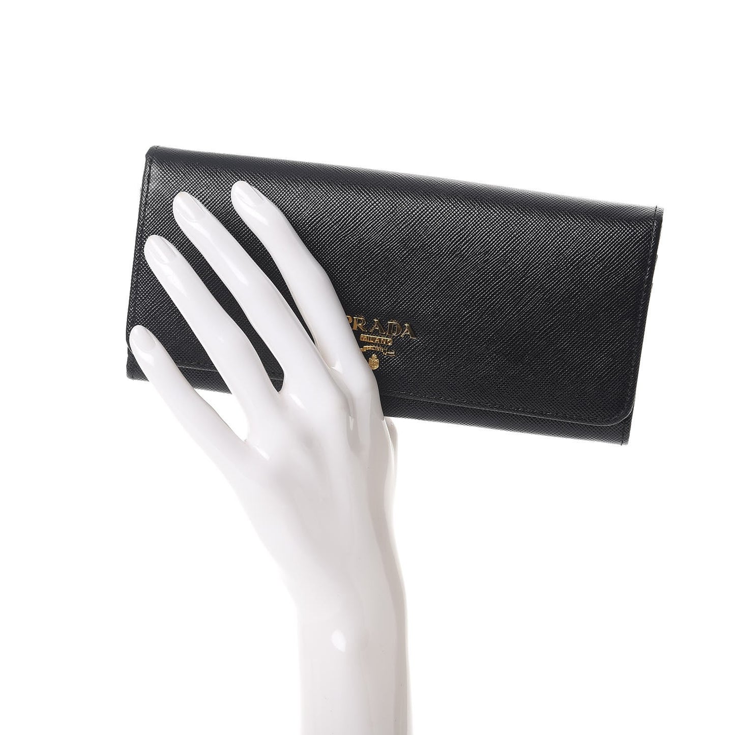 Saffiano Metal Continental Flap Wallet Nero Black