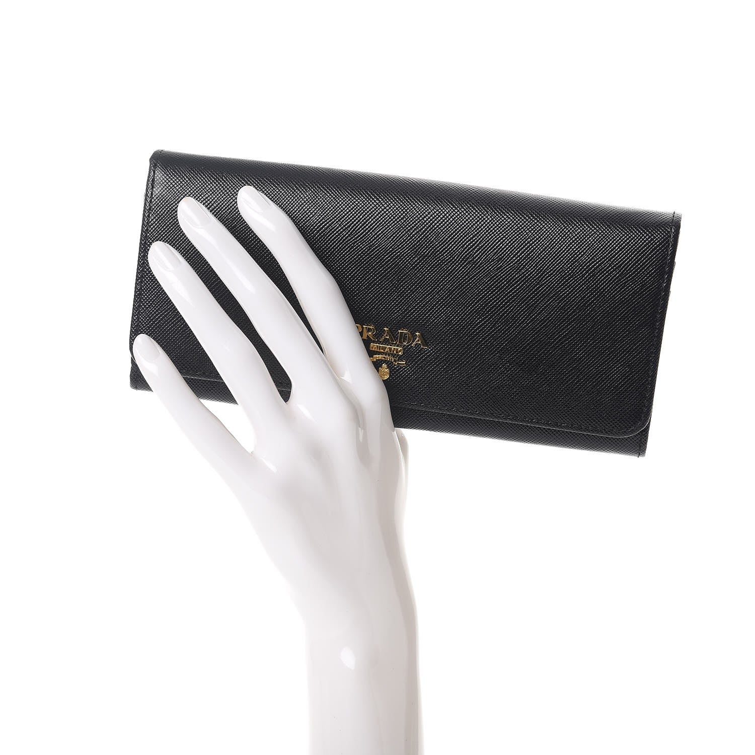 Prada Saffiano Metal Continental Flap Wallet Nero Black 2 of 10