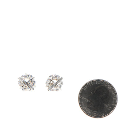 David Yurman Sterling Silver Diamond Crystal 10mm Cable Wrap Earrings 2 of 8