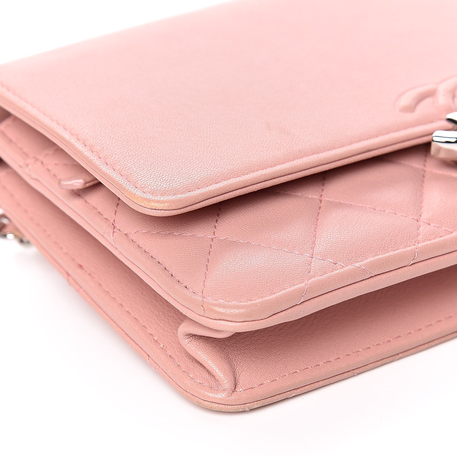 Chanel Goatskin Quilted CC Box Wallet on Chain WOC Pink 11 of 14