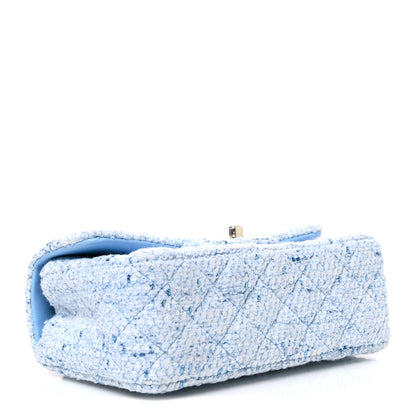 Chanel Tweed Quilted Mini Rectangular Flap Blue White Silver 4 of 11