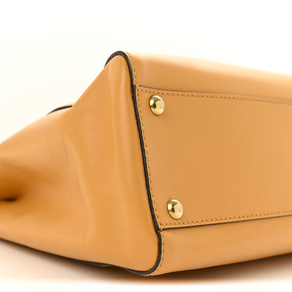 Fendi Vitello Morgan Fabric Jacquard Pequin Medium Peekaboo Iconic Satchel Giallo Syrup Tobacco Black 8 of 11