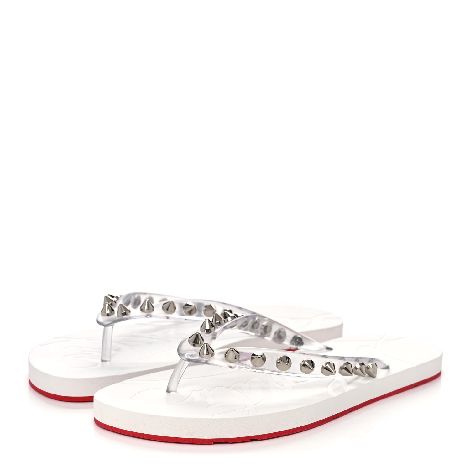 Christian Louboutin Rubber Spike Loubi Donna Flip Flop 37 Transparent White 3 of 10