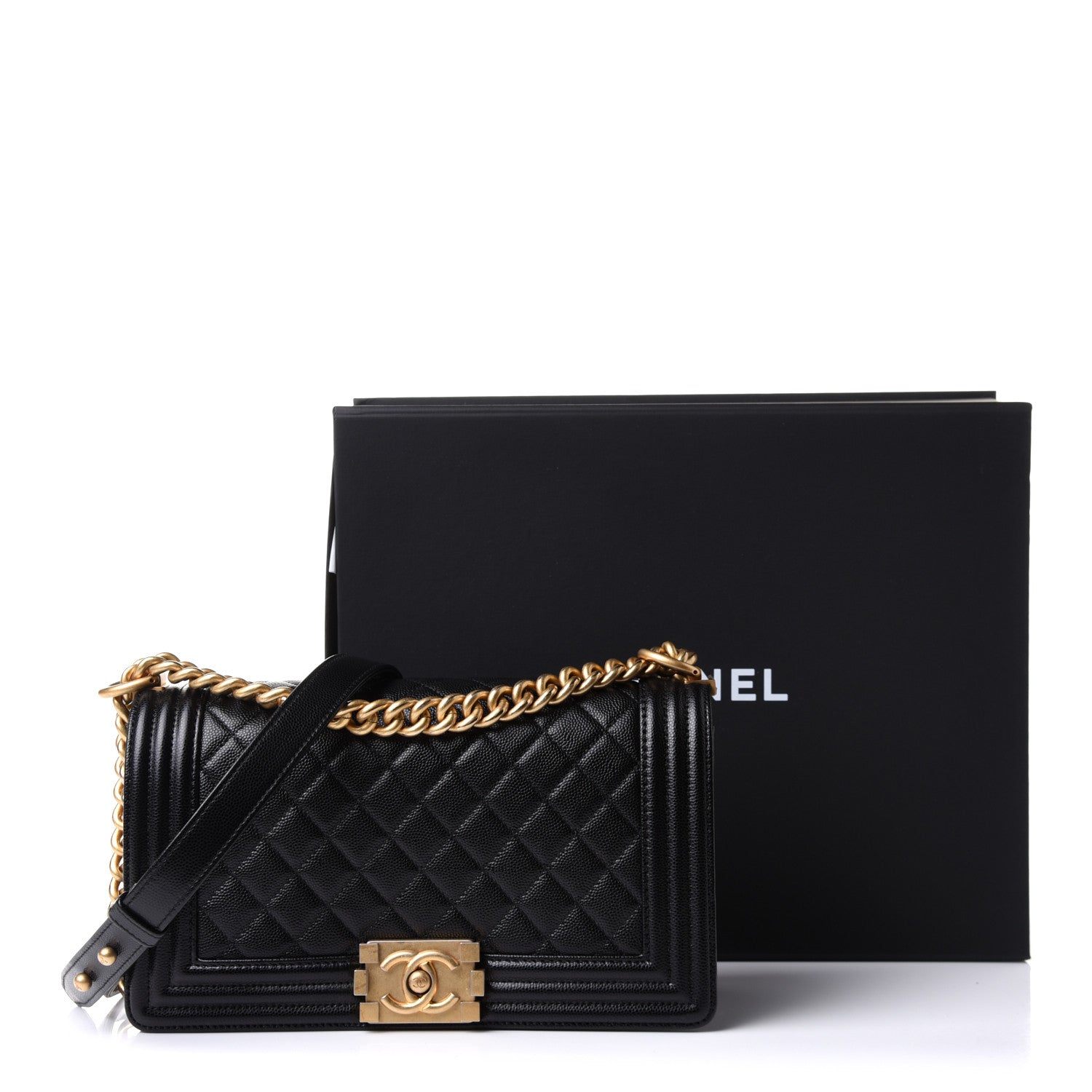Chanel Caviar Quilted Medium Boy Flap Black 11 of 11