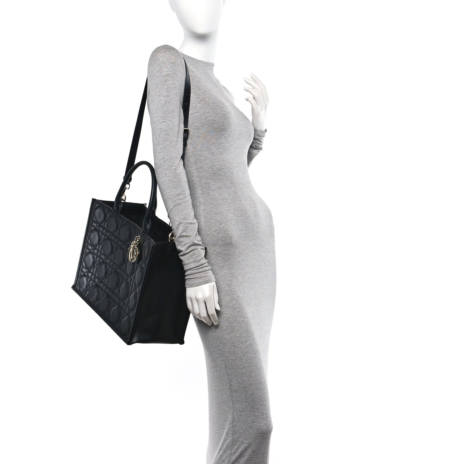 Christian Dior Calfskin Macro Cannage Medium Book Tote Black 2 of 10