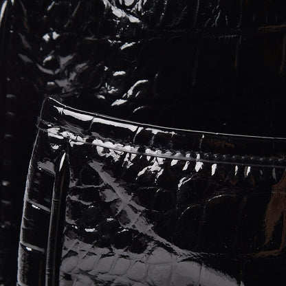 Saint Laurent Patent Crocodile Embossed Lambskin Monogram Medium Niki Chain Satchel Black 10 of 18
