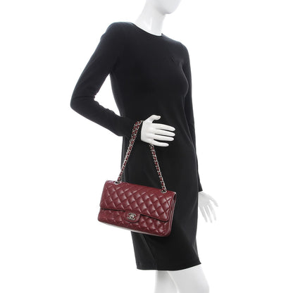 Chanel Caviar Quilted Medium Double Flap Dark Red 2 of 11