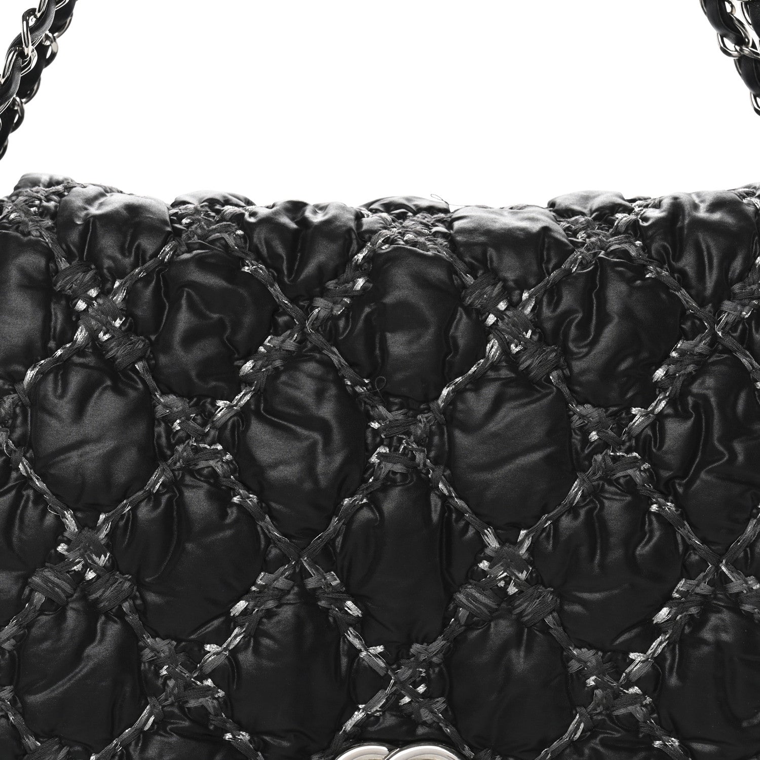 Chanel Nylon Quilted Tweed Stitch Bubble Accordion Flap Black 8 of 13