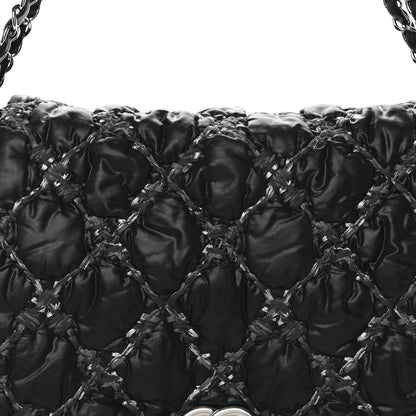 Chanel Nylon Quilted Tweed Stitch Bubble Accordion Flap Black 8 of 13
