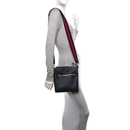 Gucci GG Supreme Monogram Web Small Flat Messenger Bag Black Grey 2 of 11