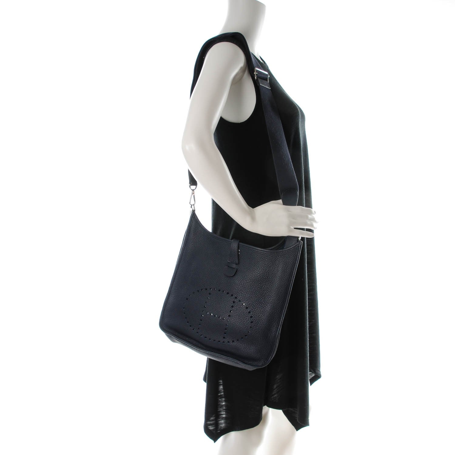 Hermes Taurillon Clemence Evelyne III PM Bleu Nuit 2 of 7