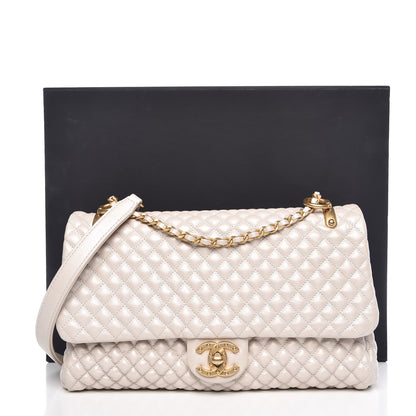 Chanel Metallic Calfskin Micro Quilted Medium Flap White 8 of 8