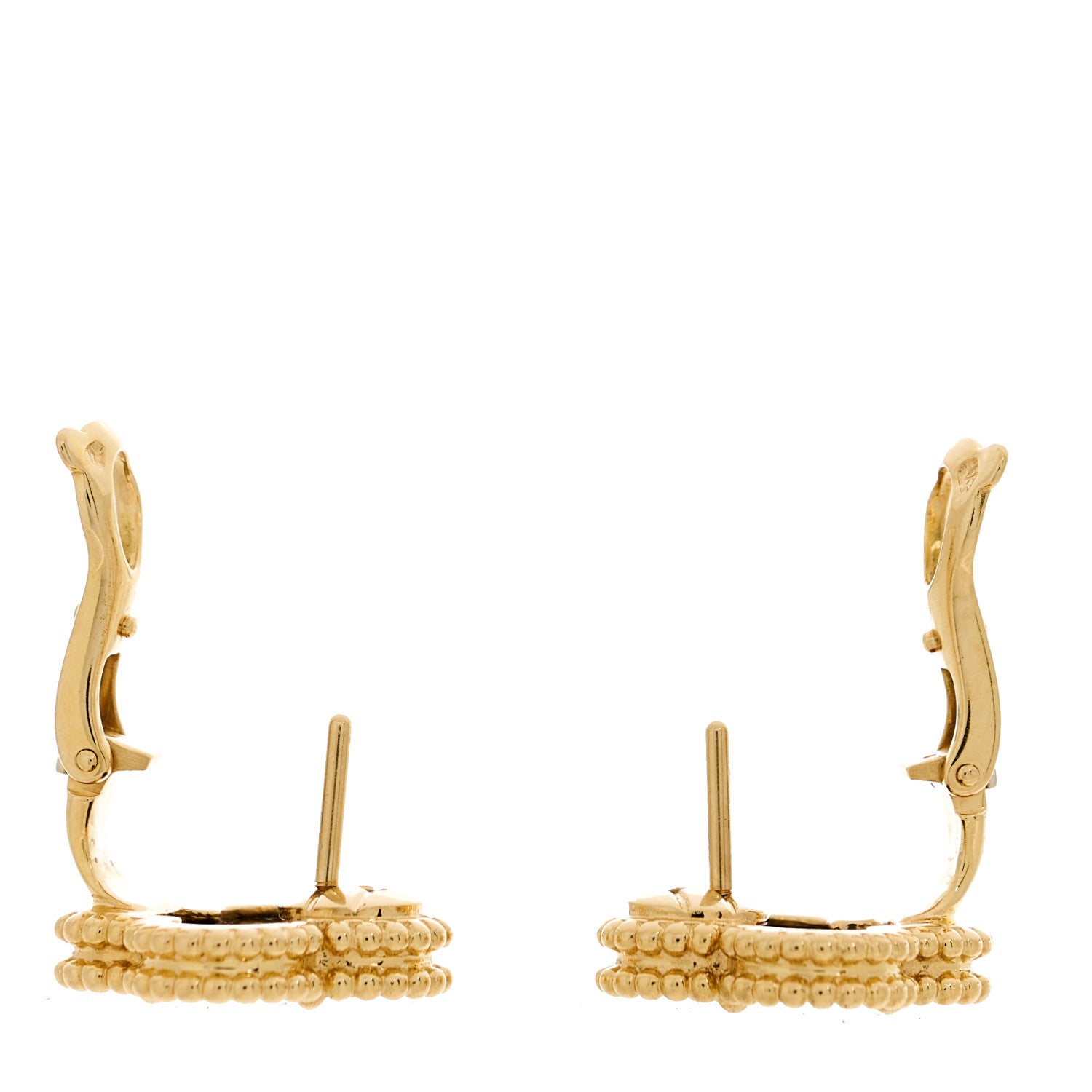 Van Cleef & Arpels 18k Yellow Gold Black Onyx Vintage Alhambra Earrings 4 of 5