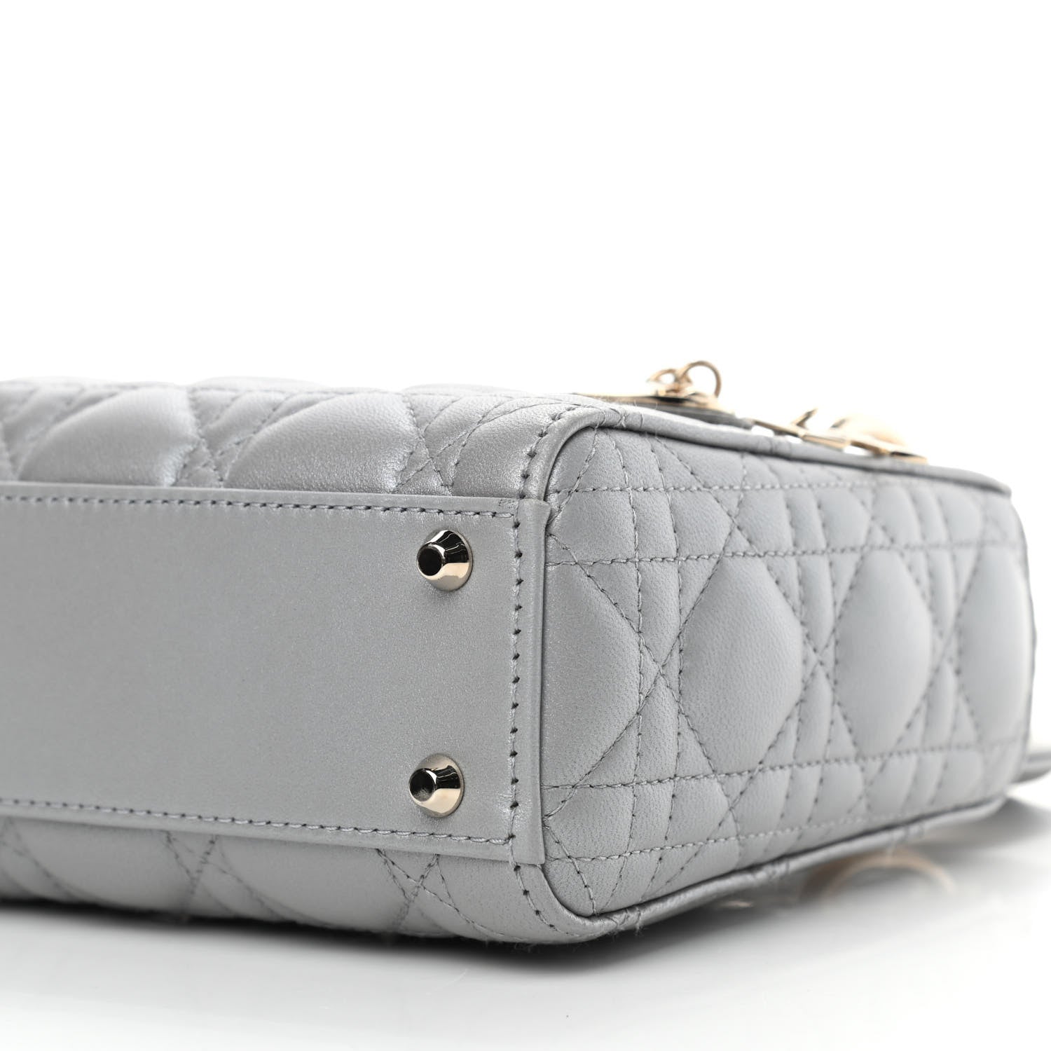 Christian Dior Lambskin Cannage Mini Lady Dior Gray Opaline 796612