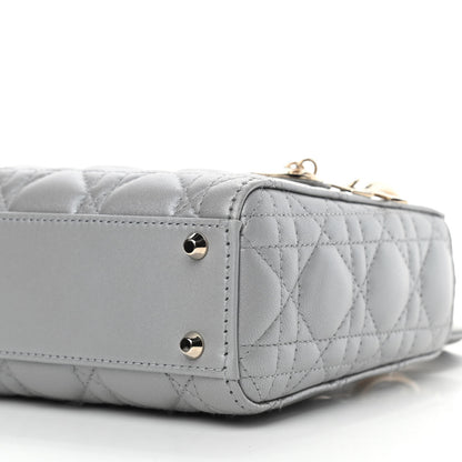 Christian Dior Lambskin Cannage Mini Lady Dior Gray Opaline 10 of 10