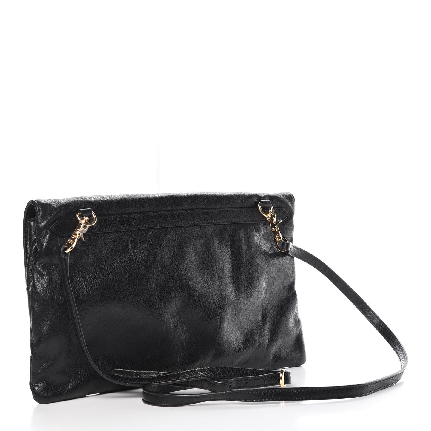 Agneau Classic Gold Hardware Envelope Clutch Black
