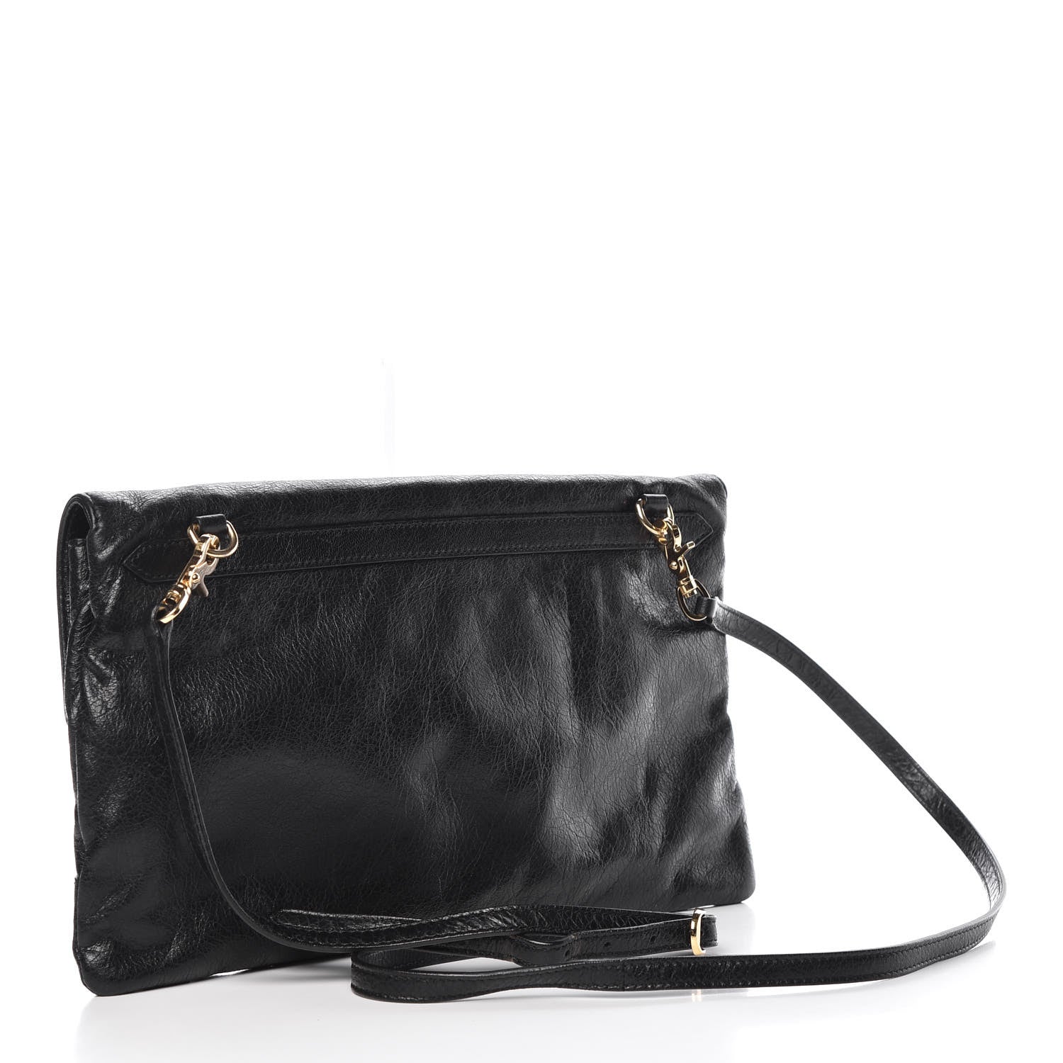Balenciaga Agneau Classic Gold Hardware Envelope Clutch Black 3 of 12