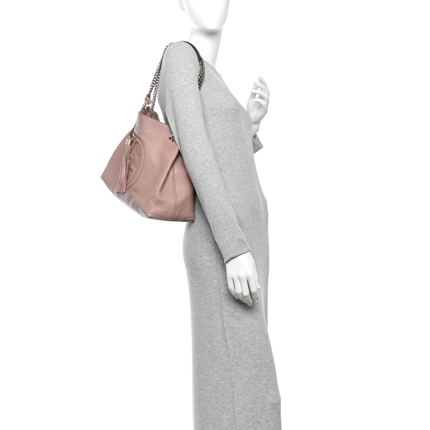 Gucci Pebbled Calfskin Medium Soho Chain Shoulder Bag Antique Rose 2 of 12