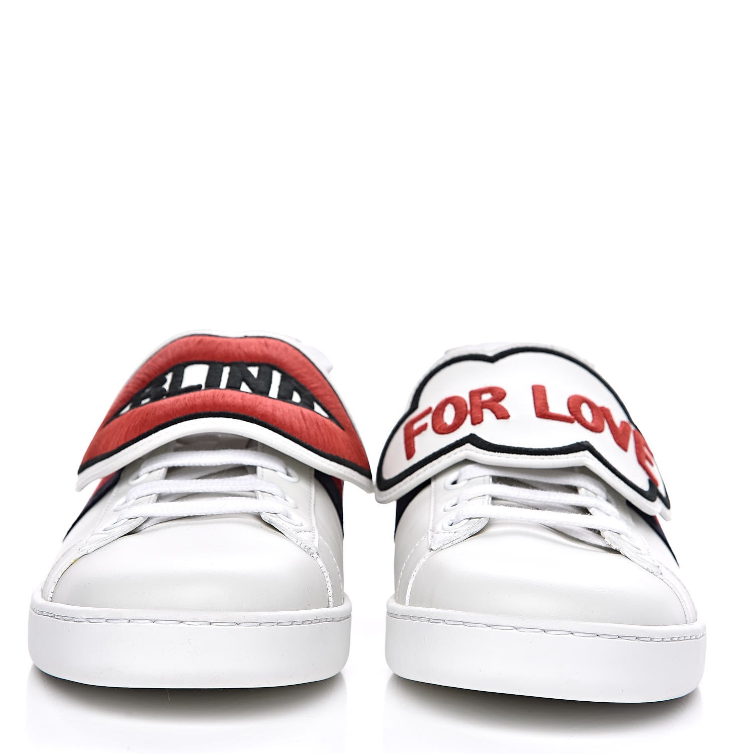 Gucci Calfskin Ayers Blind For Love Embroidered Womens Ace Sneakers 39.5 White 2 of 11