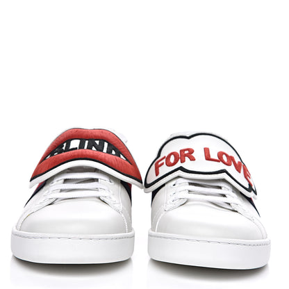 Gucci Calfskin Ayers Blind For Love Embroidered Womens Ace Sneakers 39.5 White 2 of 11
