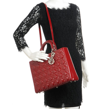 Christian Dior Patent Cannage Large Lady Dior Red 2 of 7