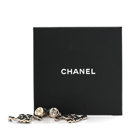 Chanel Lambskin Chain CC Drop Earrings Black Gold 5 of 5