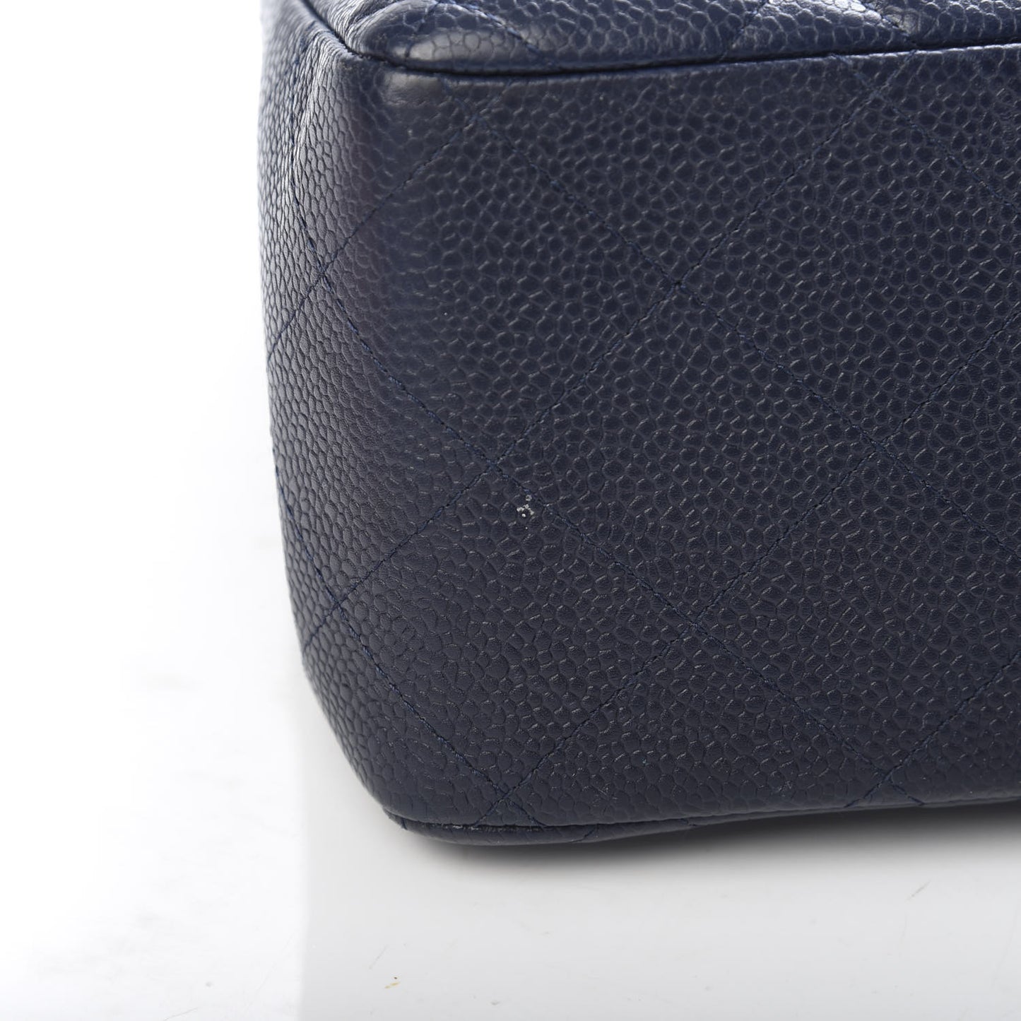 Caviar Quilted Jumbo Double Flap Navy Blue