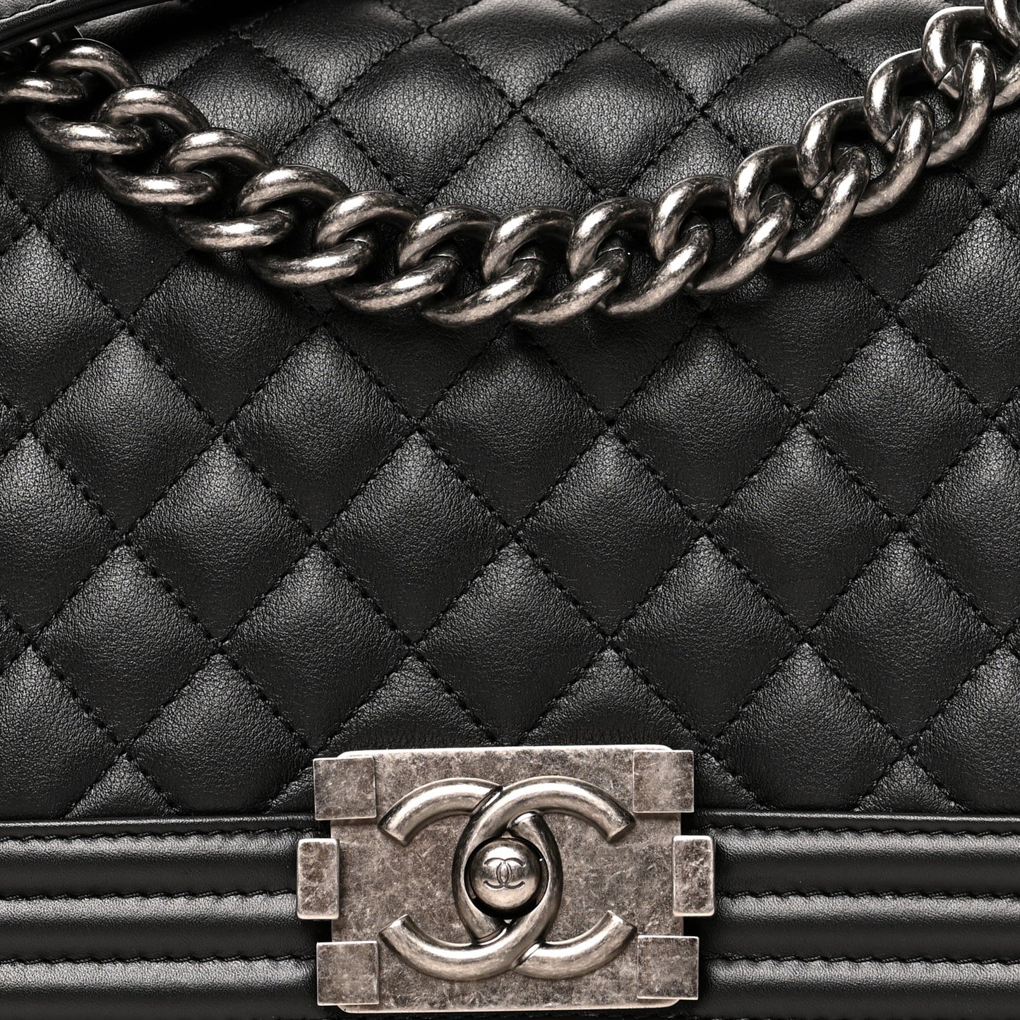 Calfskin Quilted Medium Boy Flap Black