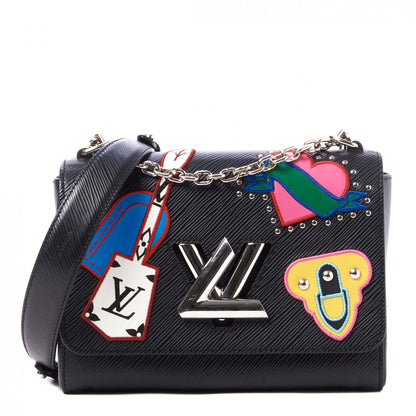 Louis Vuitton Epi Travel Stickers Twist Shoulder Bag MM Black 1 of 8