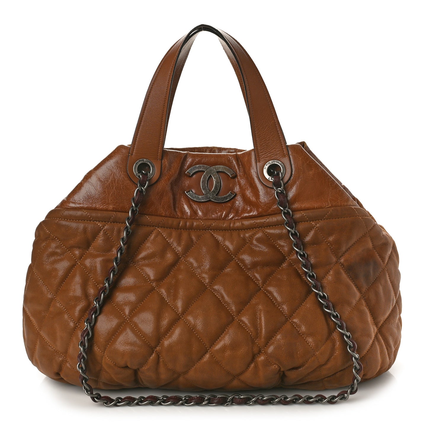 Iridescent Calfskin Large In The Mix Tote Light Brown