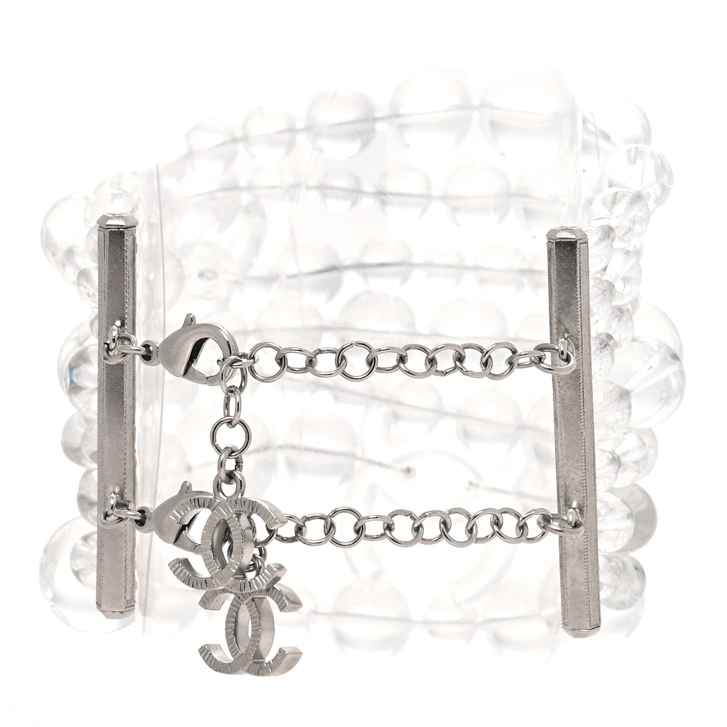 Translucent Resin Crystal CC Multi Strand Bracelet Silver