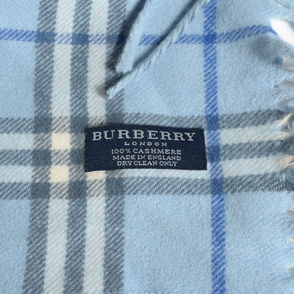 Burberry Cashmere Check Happy Fringe Scarf Light Blue 4 of 4