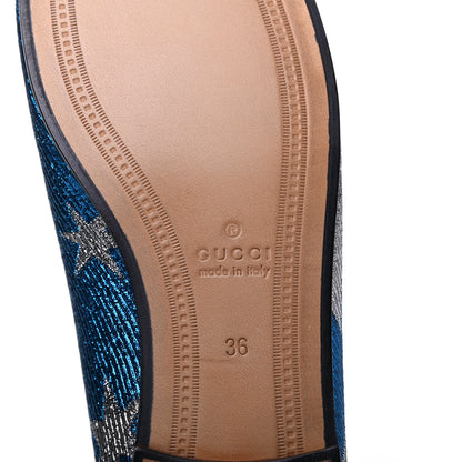 Gucci Lurex Calfskin Starry Sky Womens Jordaan Loafers 36 Bluette Silver 6 of 14