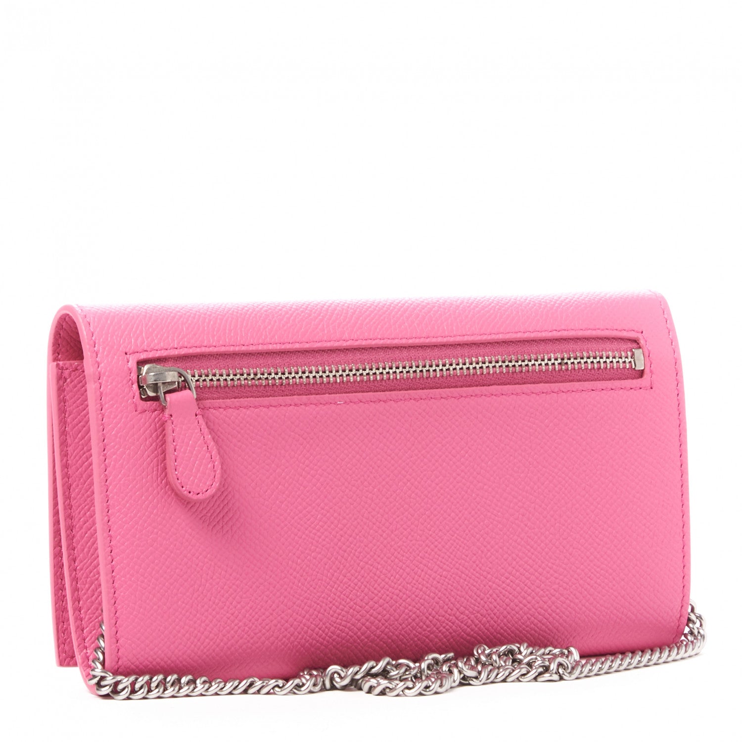 Balenciaga Signature Grained Calfskin Logo Ville Wallet on Chain Bubble Gum Black 2 of 8
