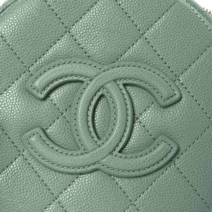 Chanel Caviar Quilted Small Round Vanity With Chain Light Green 8 of 10