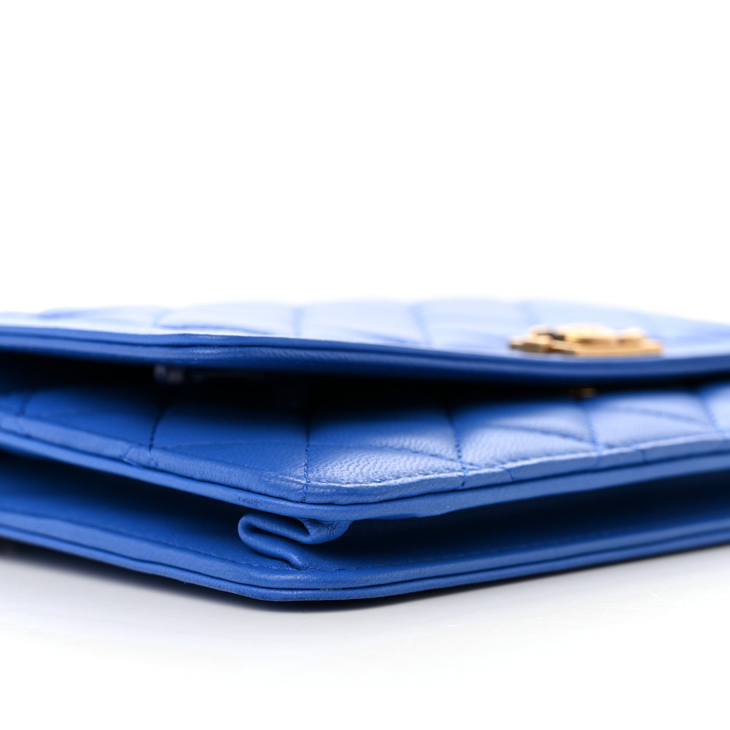Chanel Lambskin Quilted Boy Wallet On Chain WOC Blue 10 of 15