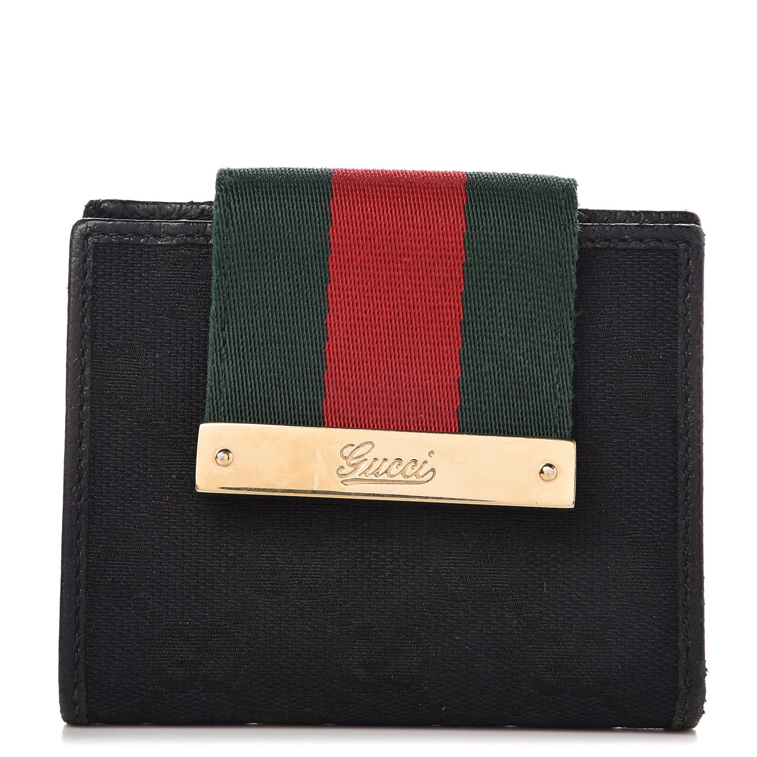Gucci Monogram Web French Flap Wallet Black 1 of 7