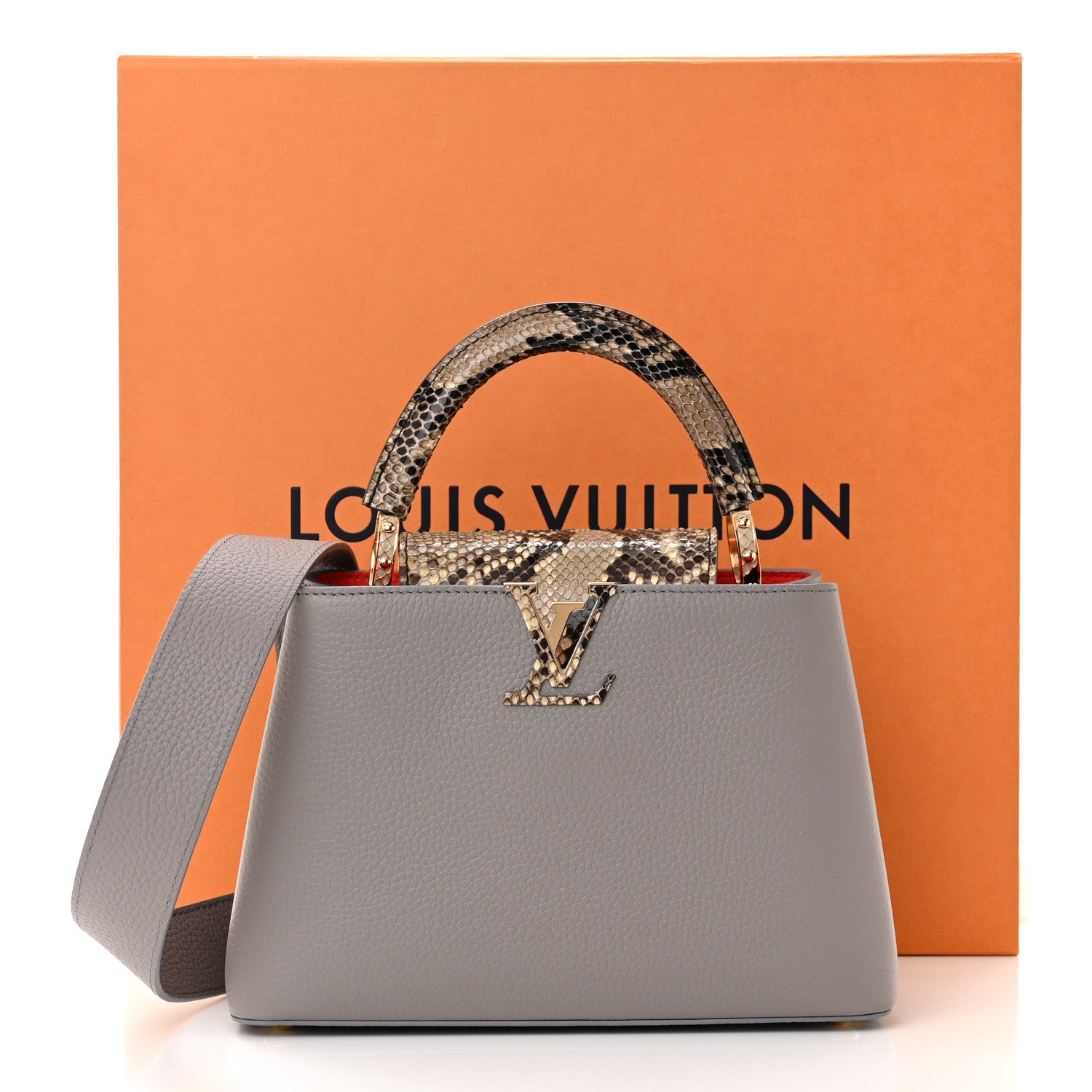 Louis Vuitton Taurillon Snakeskin Capucines BB Steeple Grey 10 of 10