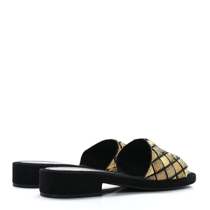 Chanel Pearl Embroidery CC Mules 36.5 Gold Black 4 of 8
