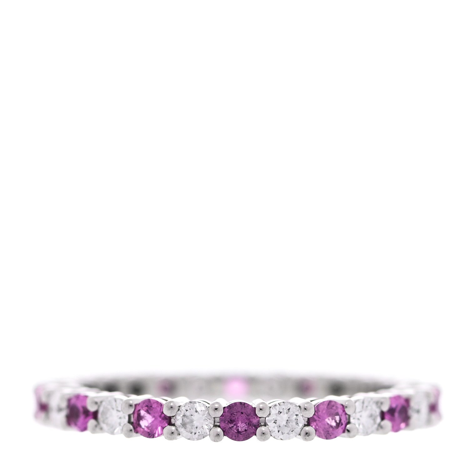 Tiffany Platinum Diamond Pink Sapphire Embrace Eternity Ring 53 6.25 3 of 5