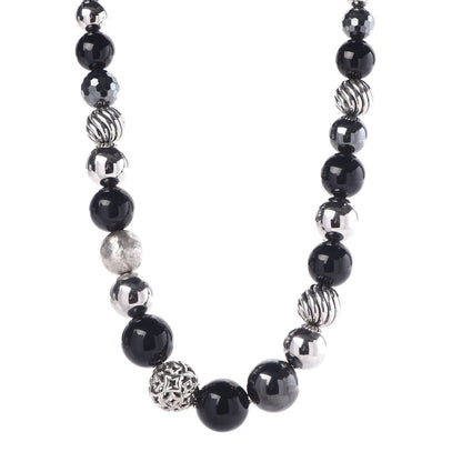 David Yurman Sterling Silver Black Onyx Hematite Elements Long Necklace 1 of 4