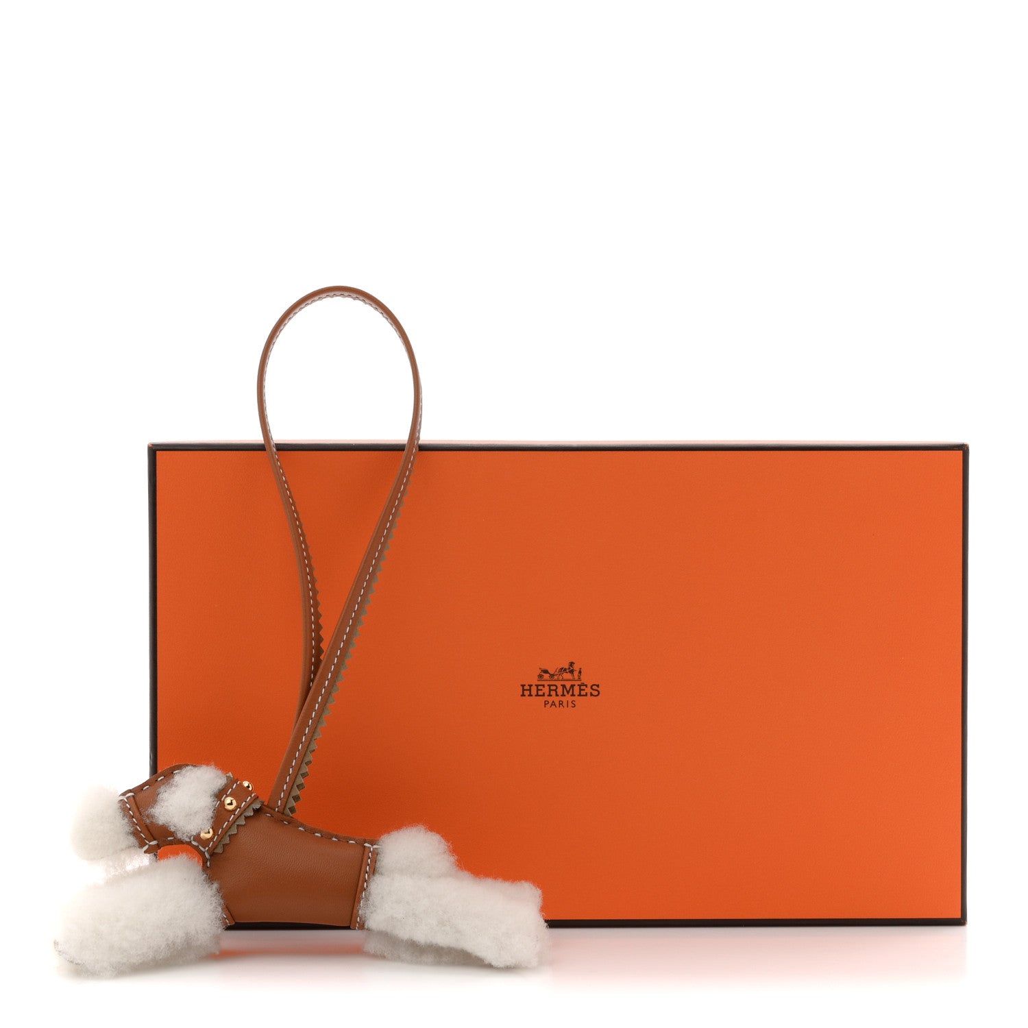 Hermes Milo Lambskin Epsom Shearling Budy Apic Charm Ecru Gold
