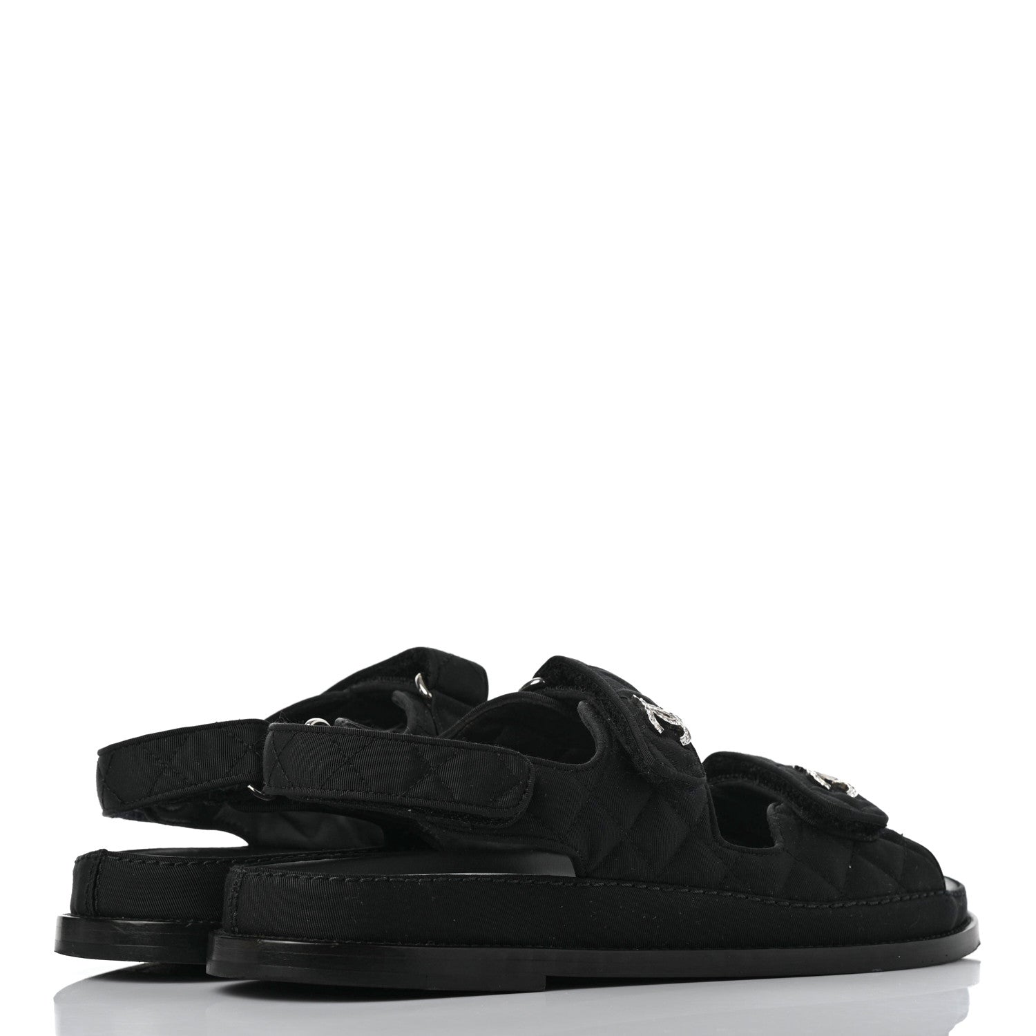 Chanel Fabric Velcro Dad Sandals 40 Black 4 of 9