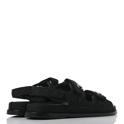 Chanel Fabric Velcro Dad Sandals 40 Black 4 of 9