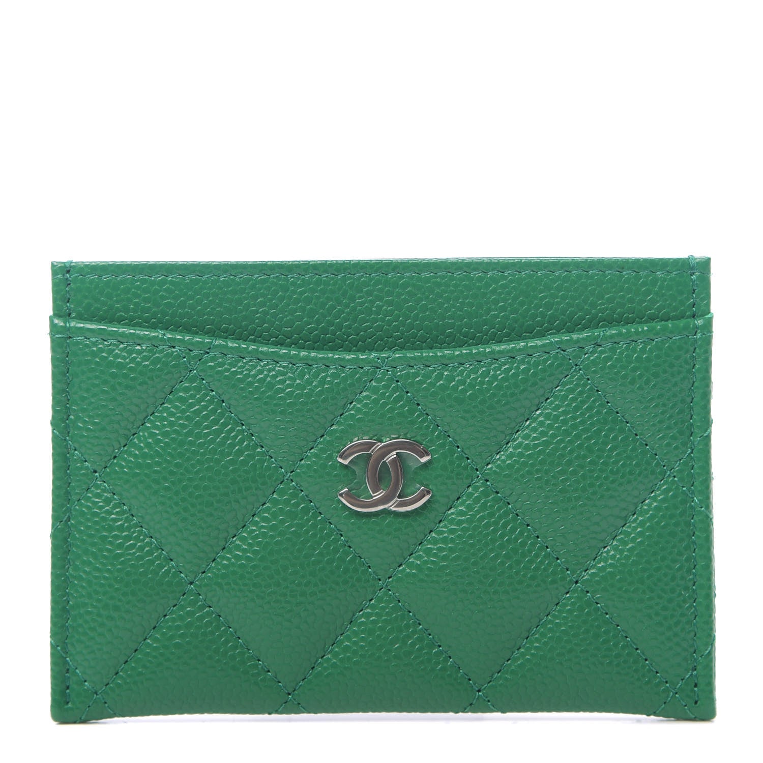Chanel Caviar Quilted Card Holder Green 1 of 9